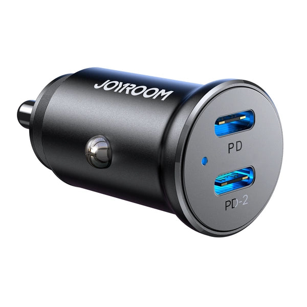 JOYROOM 30W PD MINI METAL FAST CAR CHARGER 2 X USB TYPE-C