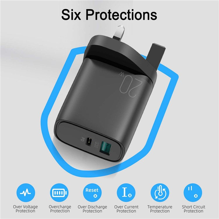 JOYROOM DUAL PORT FAST CHARGER 20W BLACK