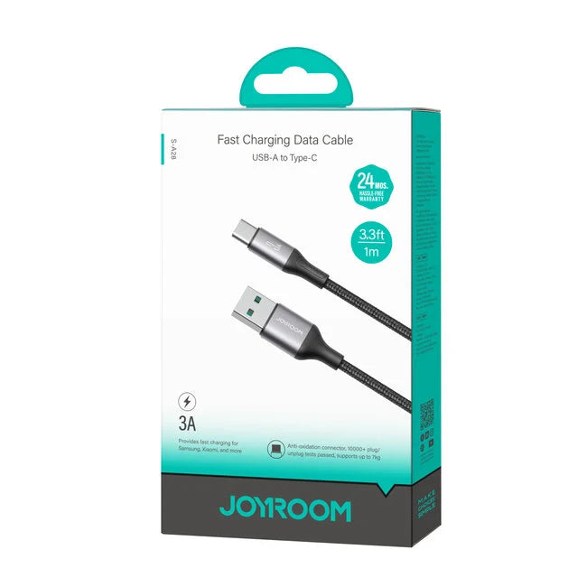 JOYROOM FLASH SERIES FAST CHARGING USB-A TO USB-C CABLE 3A 1M - BLACK