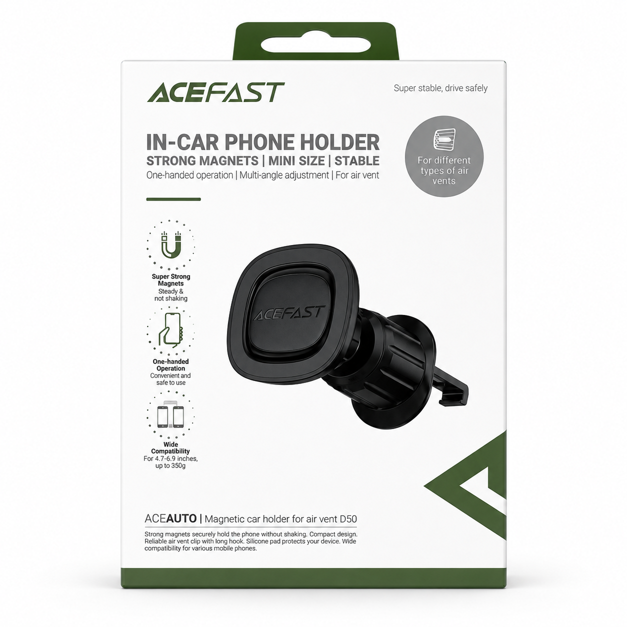 ACEFAST - UNIVERSAL MAGNETIC CAR AIR VENT HOLDER - BLACK