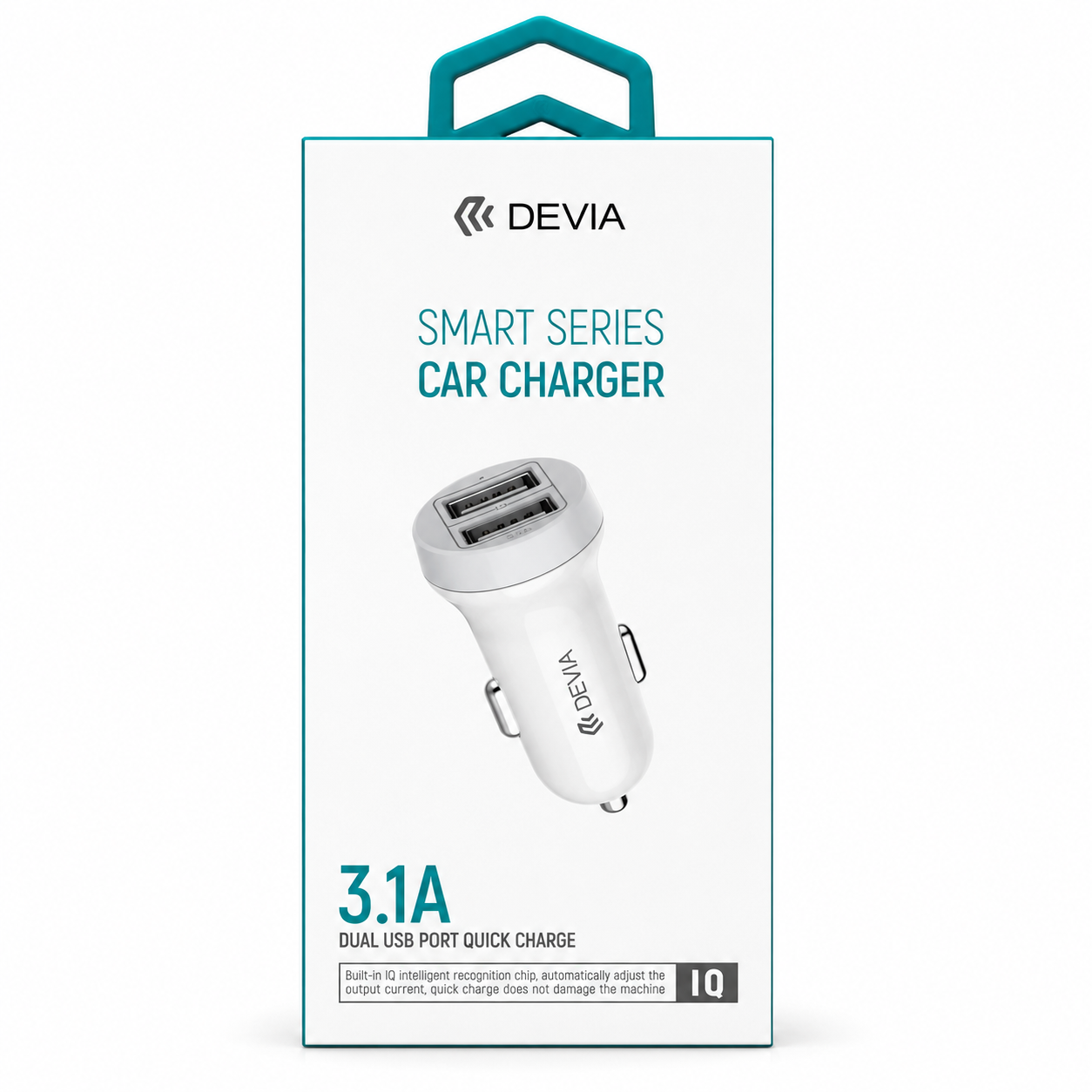 DEVIA - 3.1A DUAL USB PORT CAR ADAPTER - WHITE