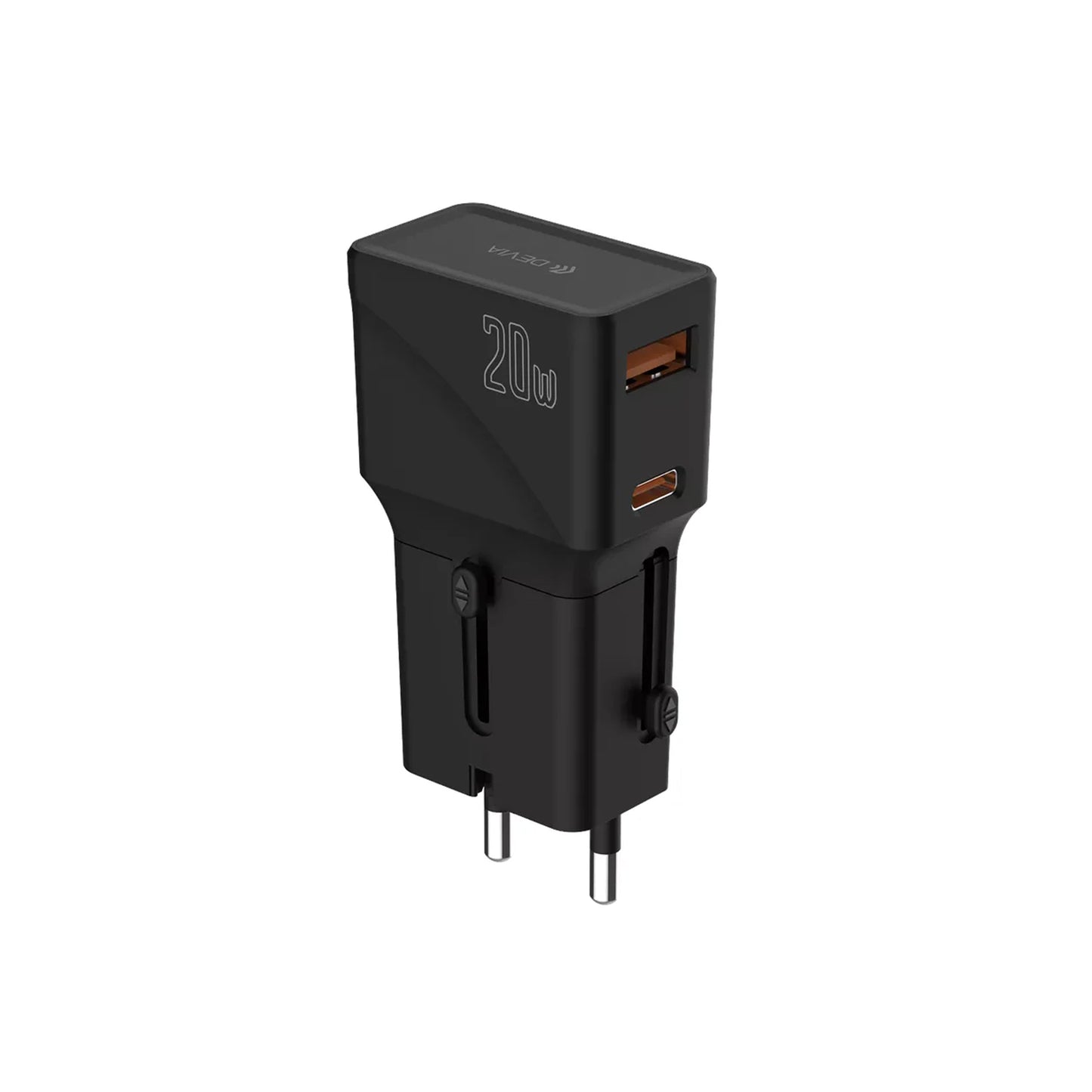 DEVIA - 20W MINI GLOBAL MULTIPLE FUNCTION TRAVEL ADAPTER - BLACK