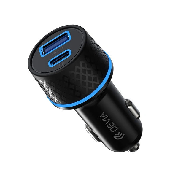 Devia - 52.5W Power Delivery USB-C & Qualcomm 3.0 USB Port Car Adapter - Black