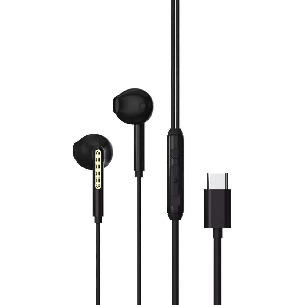 DEVIA - USB-C EARPHONES WITH MICROPHONE & VOLUME CONTROL - BLACK