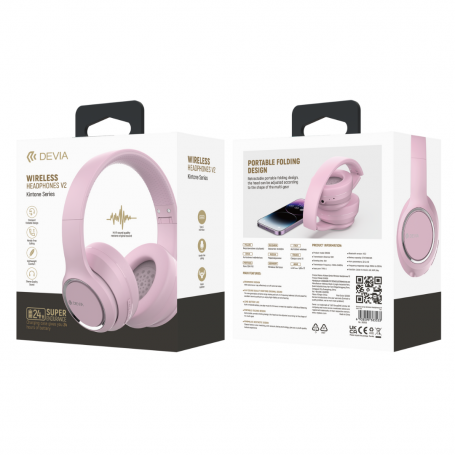 DEVIA - KINTONE FOLDABLE ONEAR WIRELESS HD HEADPHONES - PINK