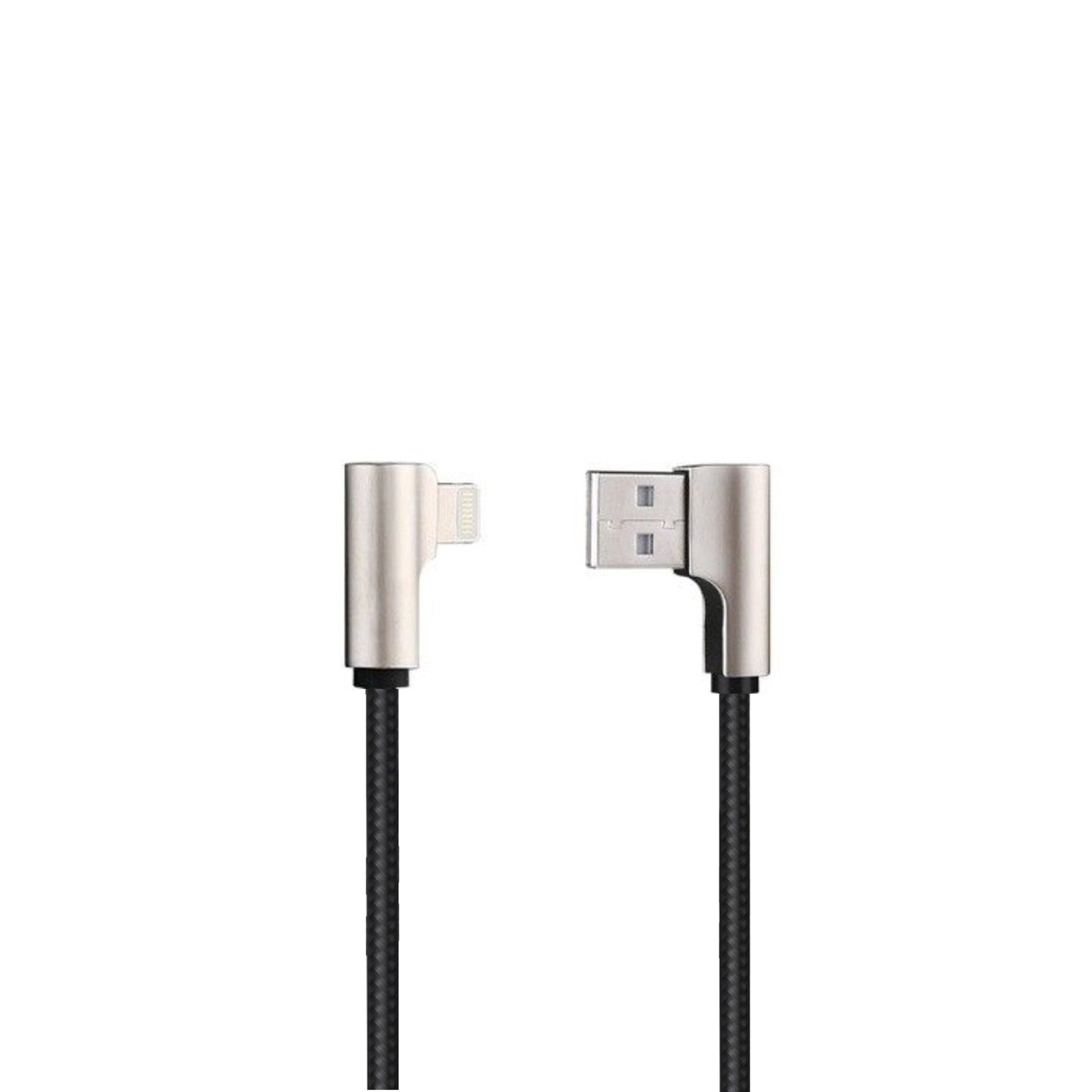 AUKEY - 1.2M (2.4A) USB TO MFI LIGHTNING 90 DEGREE BRAIDED GAMING CABLE - BLACK GREY