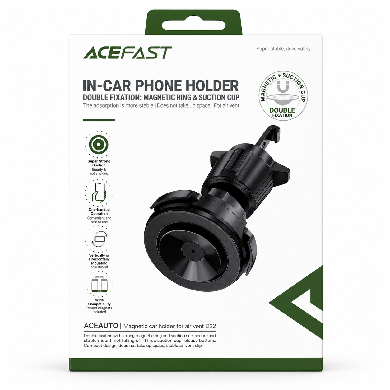 ACEFAST - UNIVERSAL MAGSAFE MAGNETIC CAR AIR VENT HOLDER - BLACK