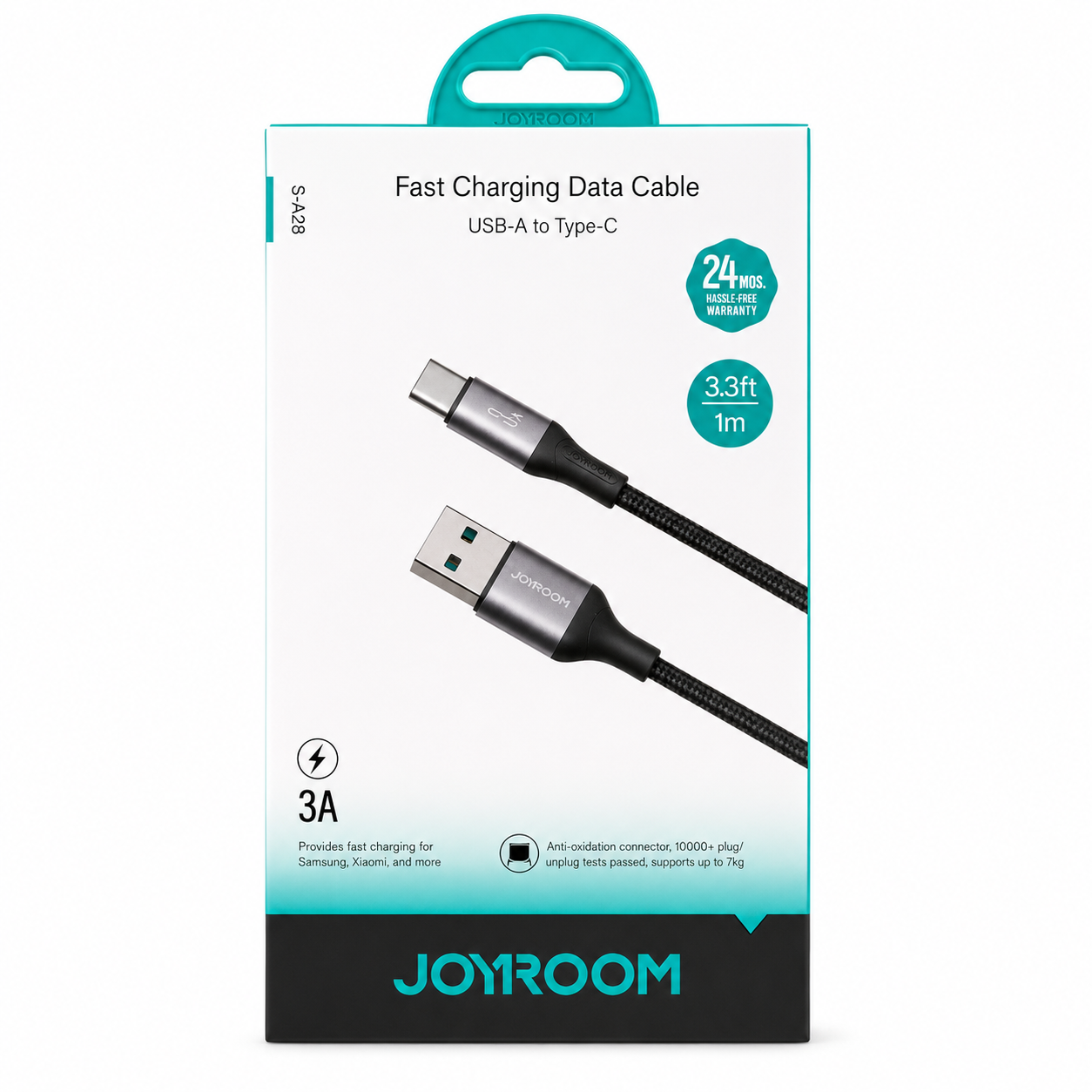 JOYROOM FLASH SERIES FAST CHARGING USB-A TO USB-C CABLE 3A 1M - BLACK
