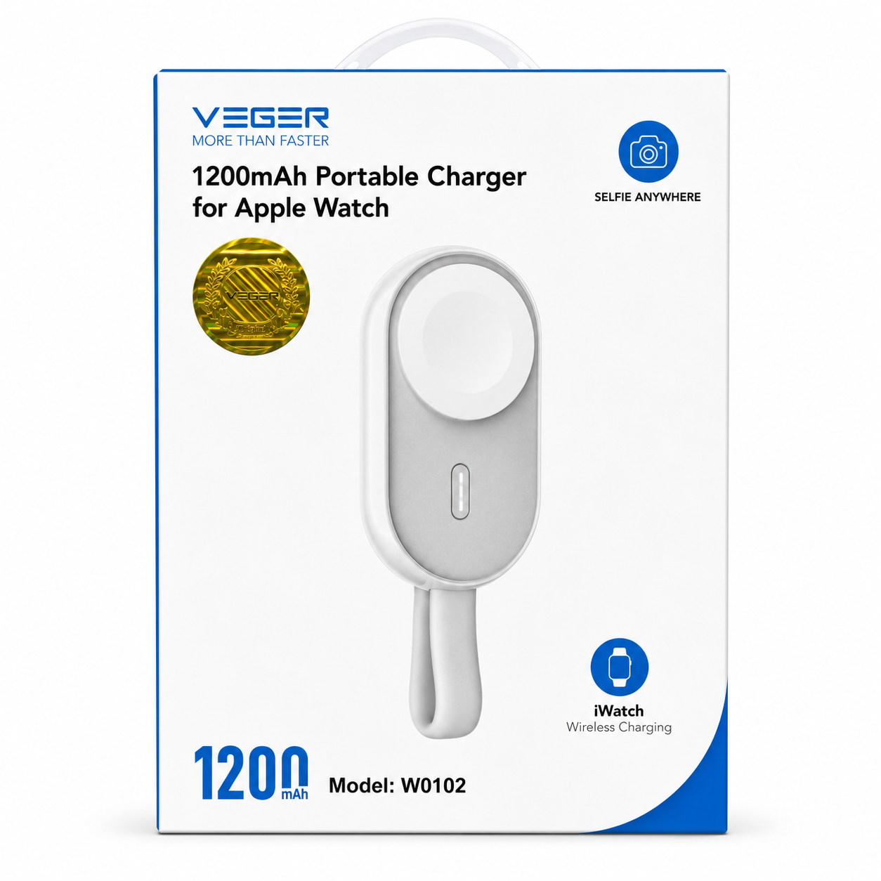 VEGER - POMME - 1,200MAH LED INDICATOR PENDANT ULTRA PORTABLE POWERBANK FOR APPLE WATCH -