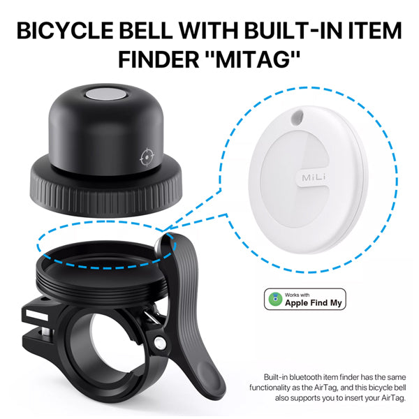 MILI - MIBELL MFI (APPLE APPROVED) FIND MY ITEM FINDER & BICYCLE E-SCOOTER BELL - BLACK