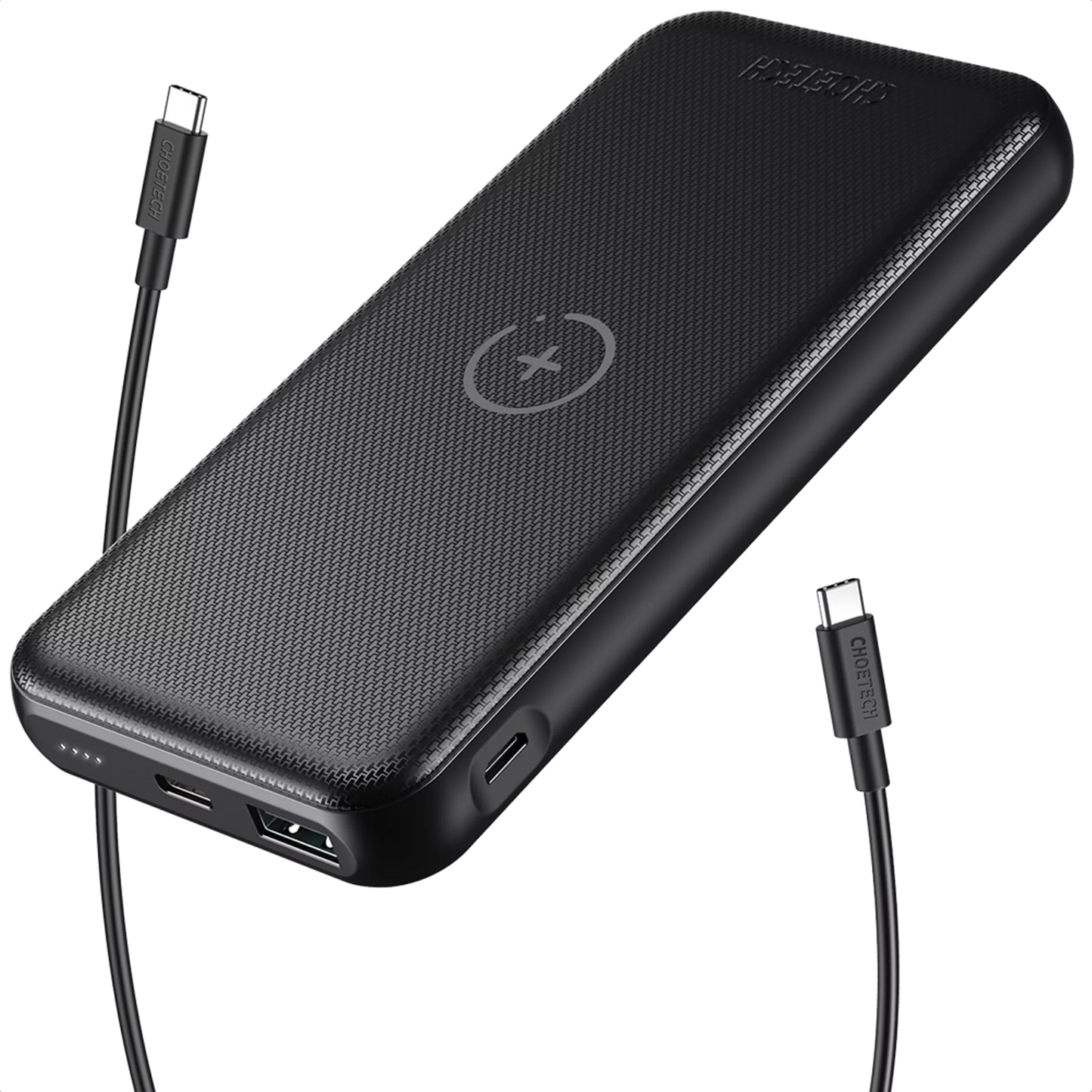 CHOETECH - 10,000MAH 20W PD & QC3.0 LED INDICATOR & 10W WIRELESS CHARGING POWERBANK - BLACK