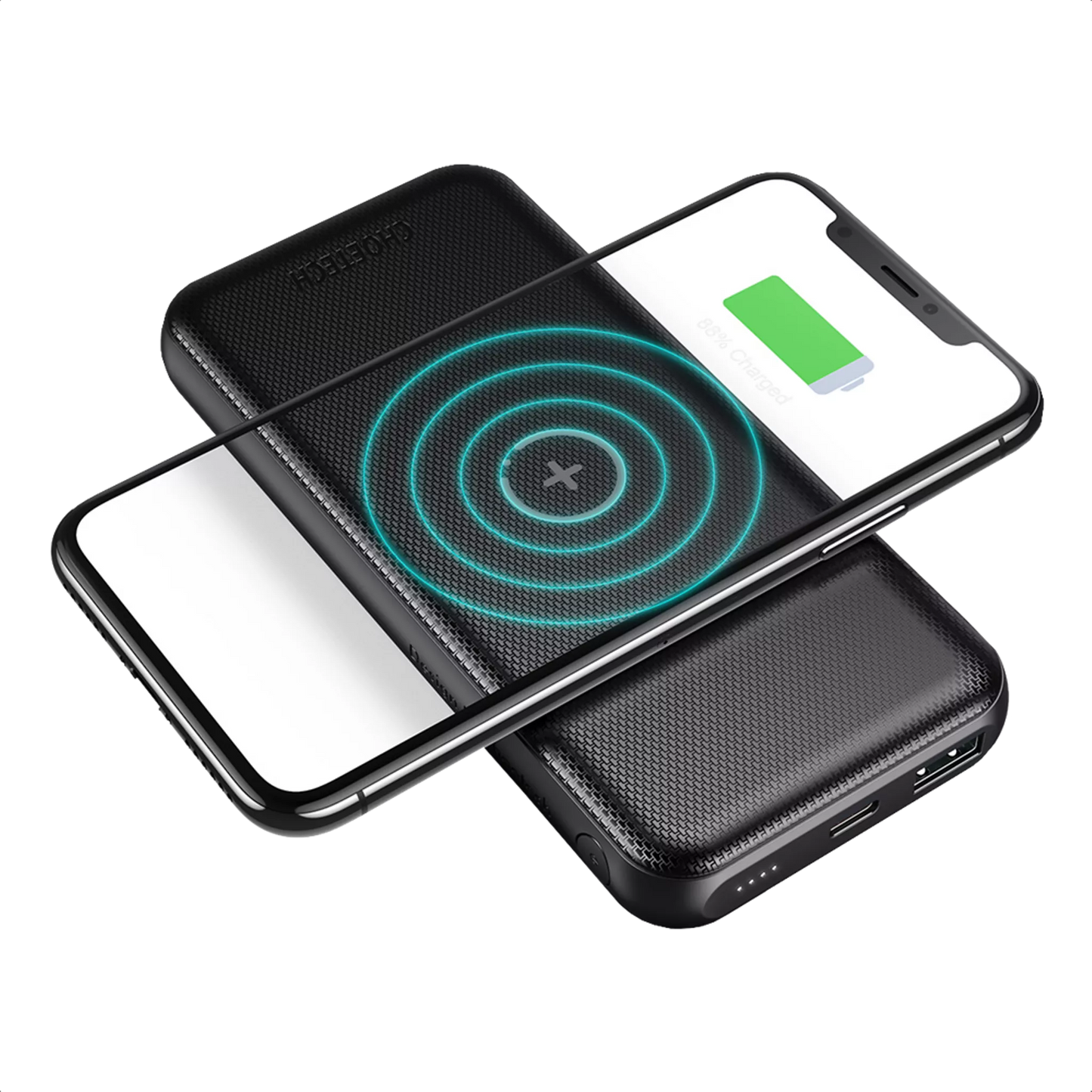 CHOETECH - 10,000MAH 20W PD & QC3.0 LED INDICATOR & 10W WIRELESS CHARGING POWERBANK - BLACK