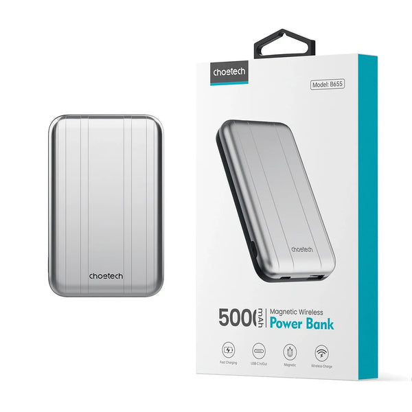 CHOETECH - 5,000MAH 20W MAGSAFE PD LED INDICATOR POWERBANK - SILVER