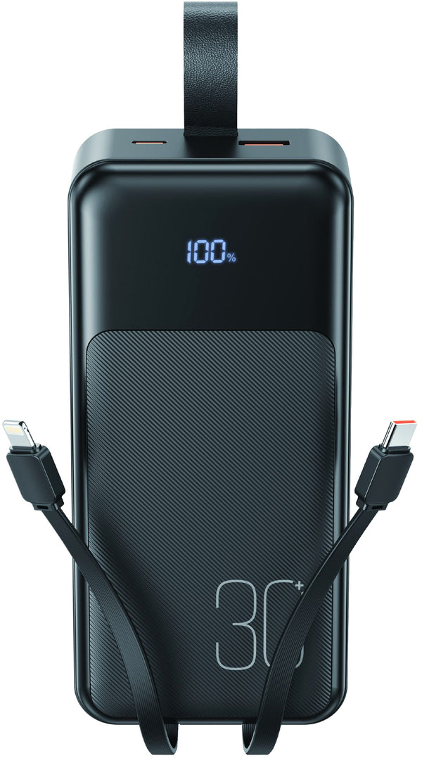 XO DIGITAL POWER BANK 30,000MAH IN-BUILT CABLES BLACK