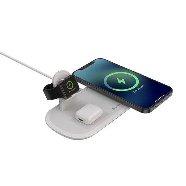 DEVIA - 15W TRIPLE WIRELESS MAGNETIC CHARGING PAD FOR APPLE IPHONE, AIRPODS & WATCH - WHITE