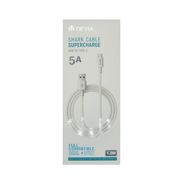 DEVIA - 1.5M (5A) USB TO TYPE C CABLE - WHITE